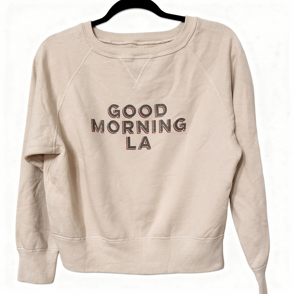Nili Lotan Good Morning LA Graphic Crewneck Cotton Sweatshirt NWOT XS